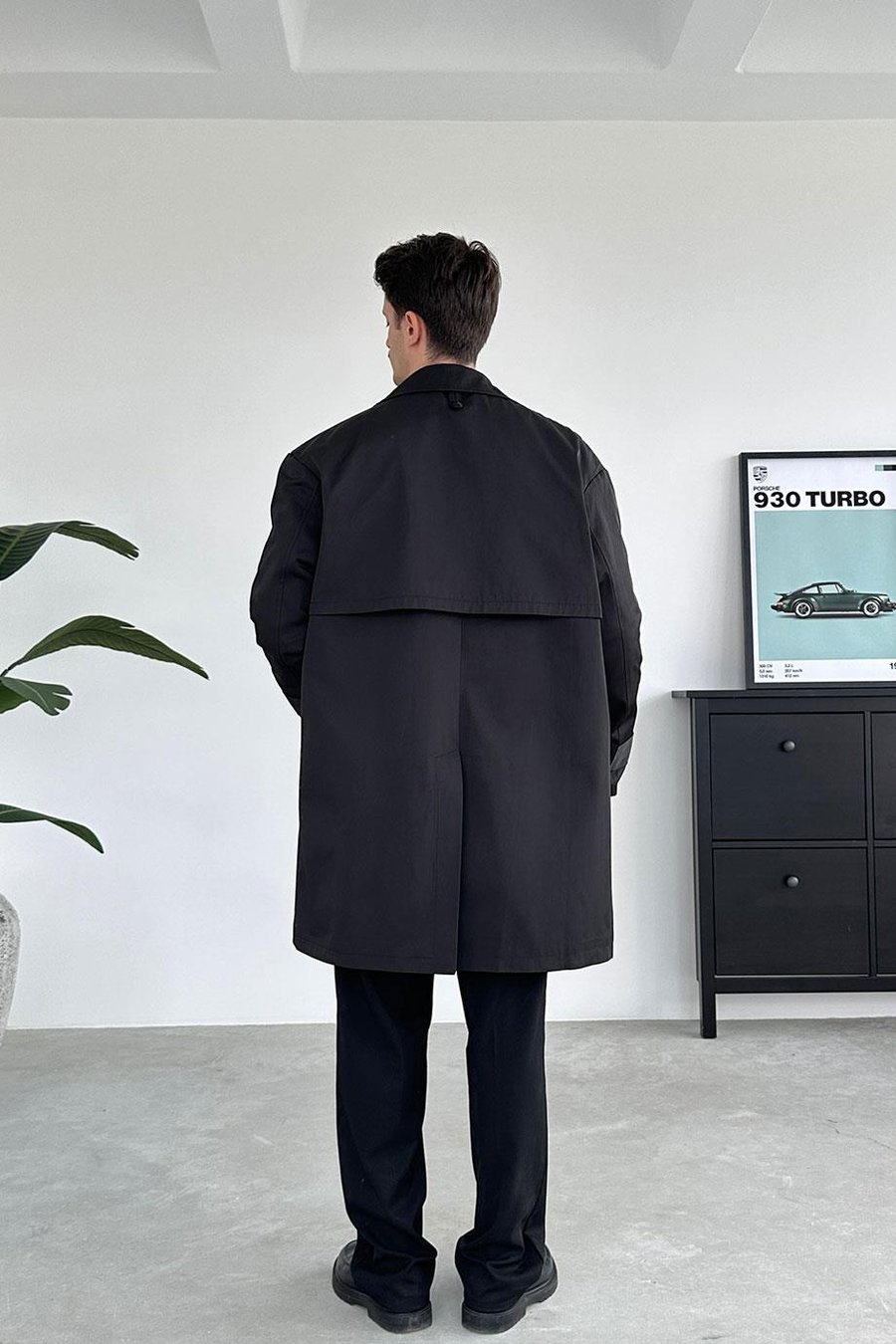 Siyah Basic Oversize Trençkot