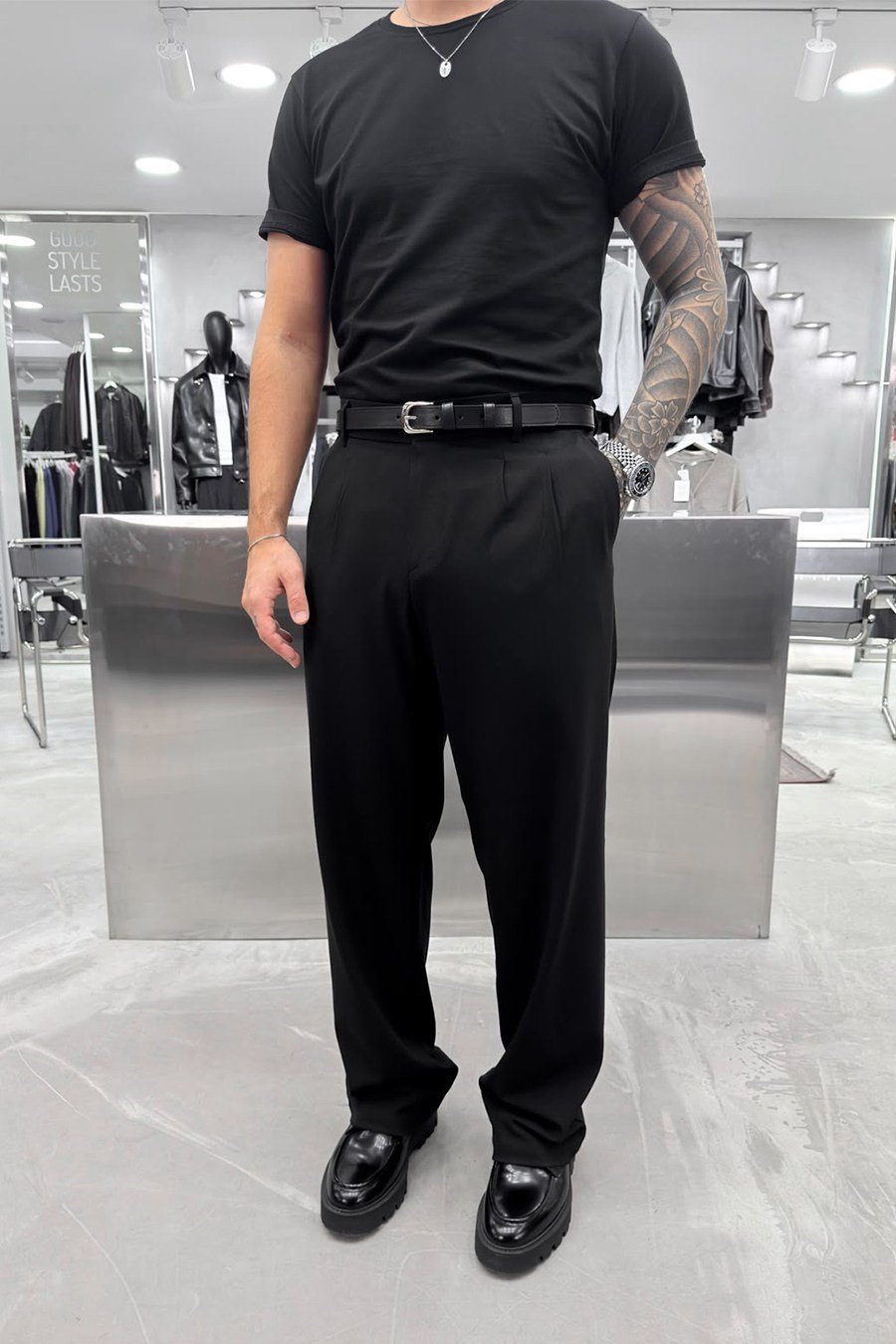 Siyah Basic Premium Baggy Kumaş Pantolon