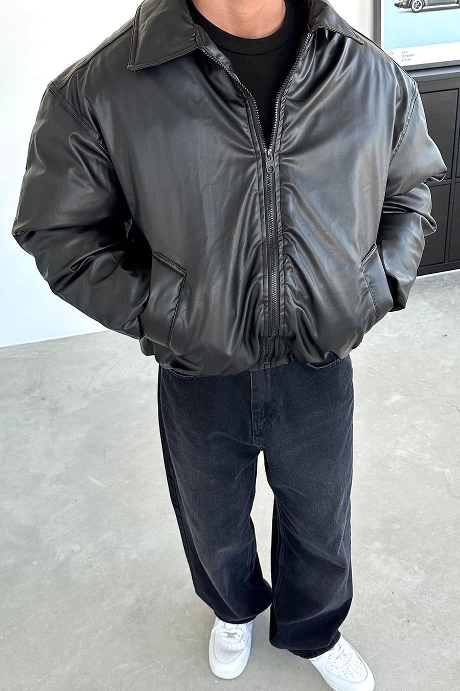 SİYAH Basic Premium Bomber Deri Ceket