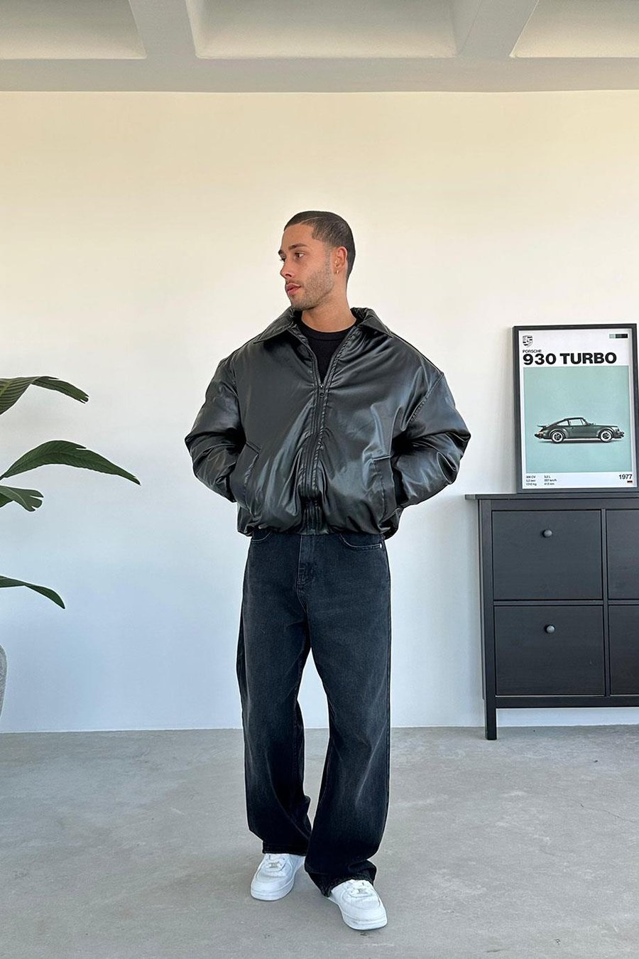 SİYAH Basic Premium Bomber Deri Ceket