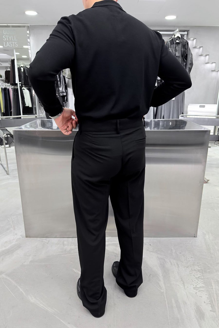 Siyah Basic Premium Oversize Polo Yaka Tişört
