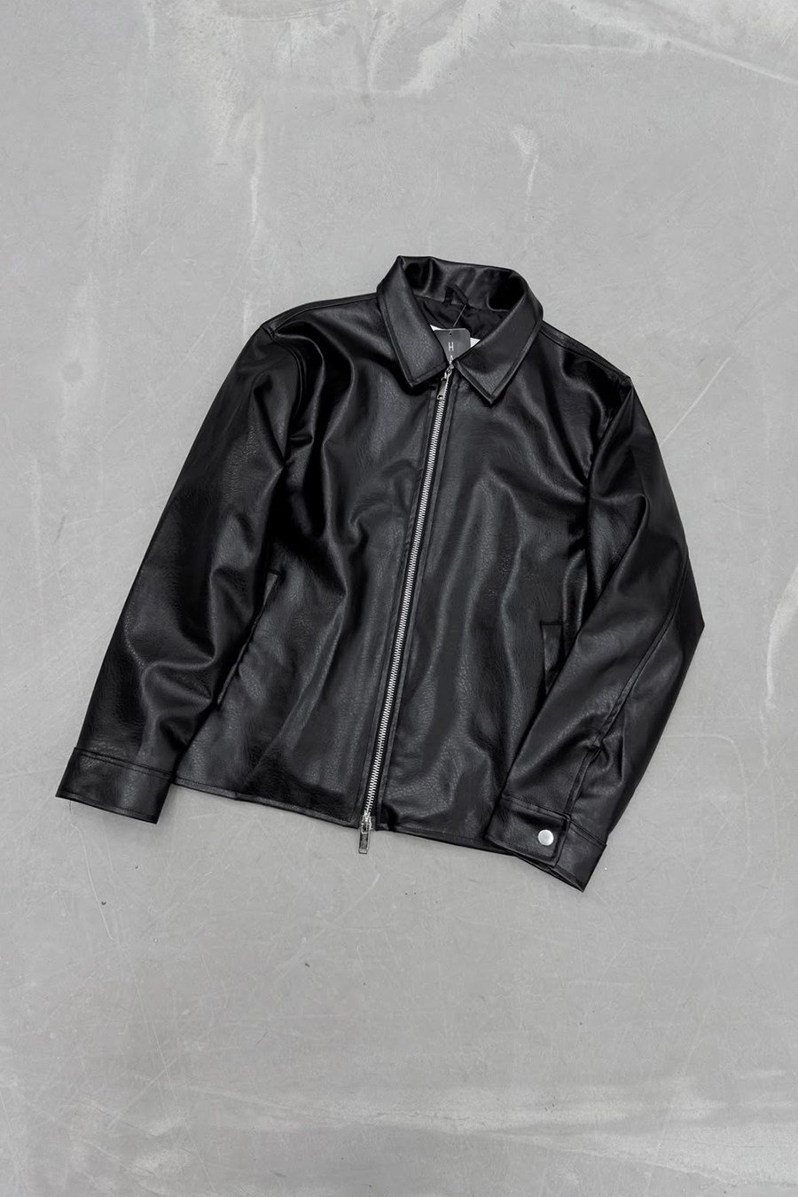 Siyah Basic Premium Tam Fermuarlı Deri Ceket