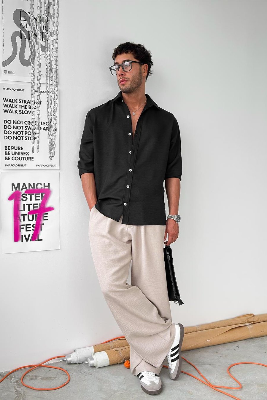 Siyah Basic Relaxed Gömlek