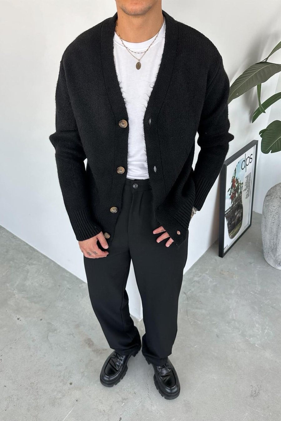 Siyah Basic Soft Relaxed Hırka