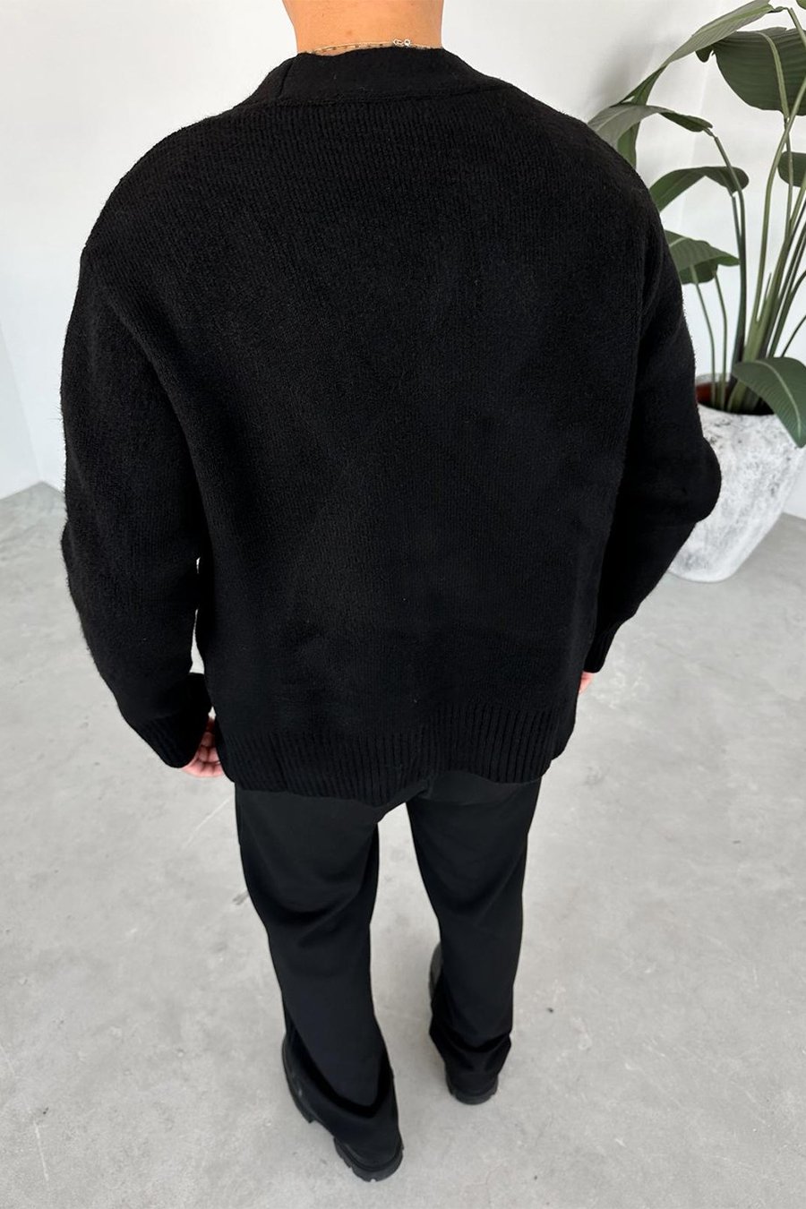 Siyah Basic Soft Relaxed Hırka