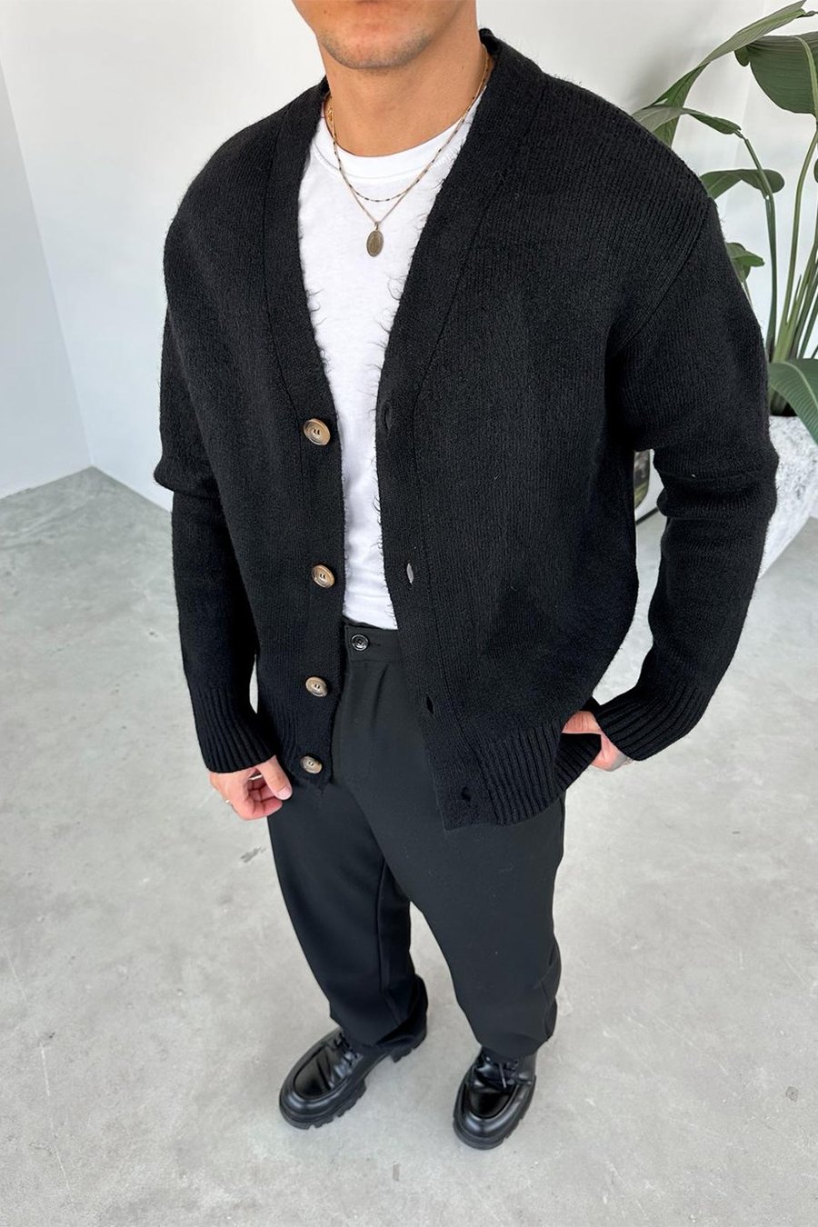Siyah Basic Soft Relaxed Hırka