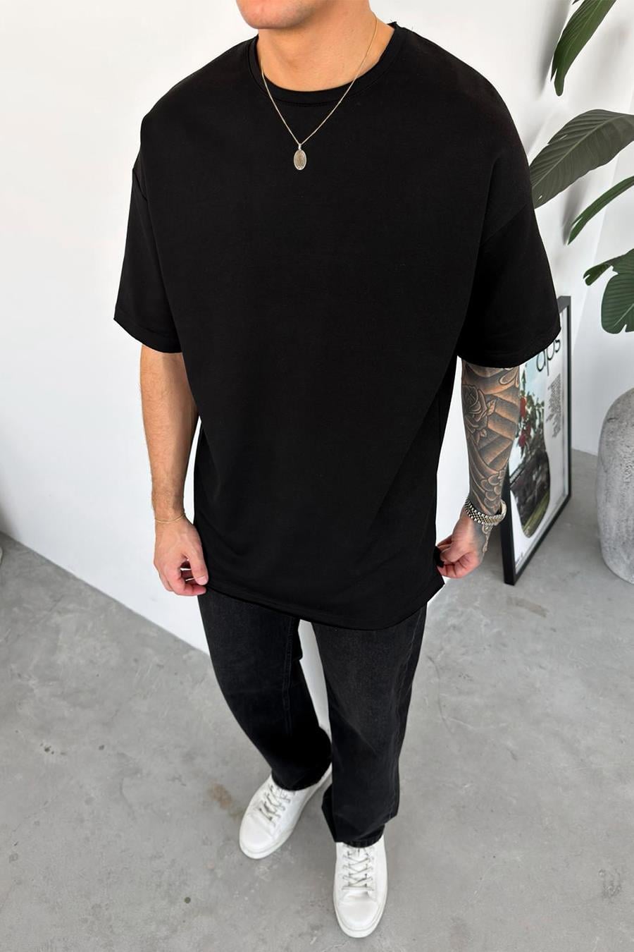 Siyah Basic Softline Relaxed Tişört
