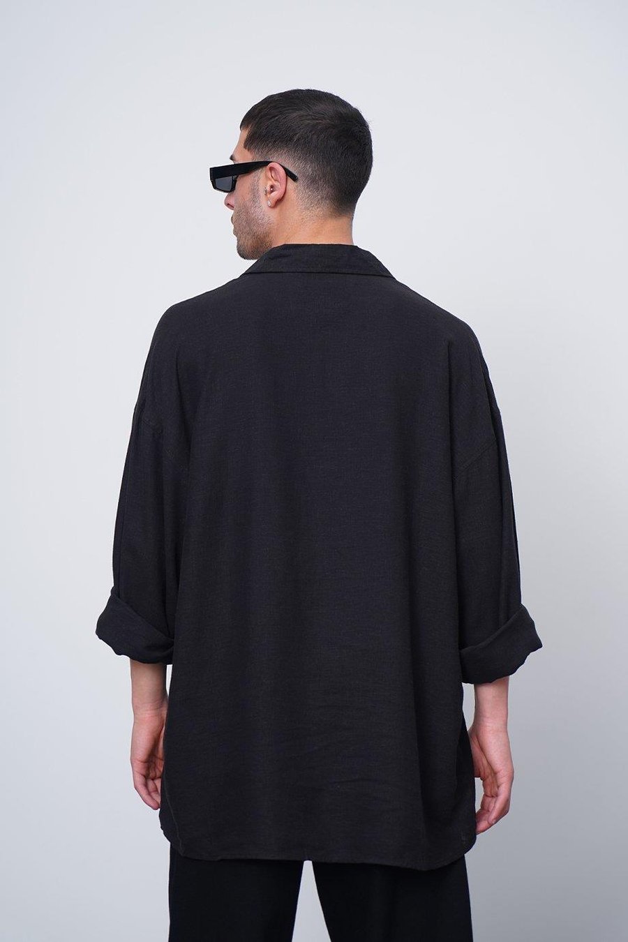 SİYAH Basic Uzun Kollu 1A CH Oversize Gömlek