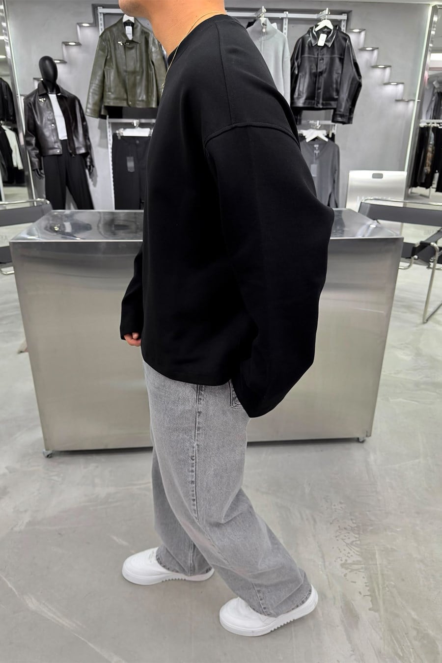 Siyah Basic Uzun Kollu Oversize Tişört