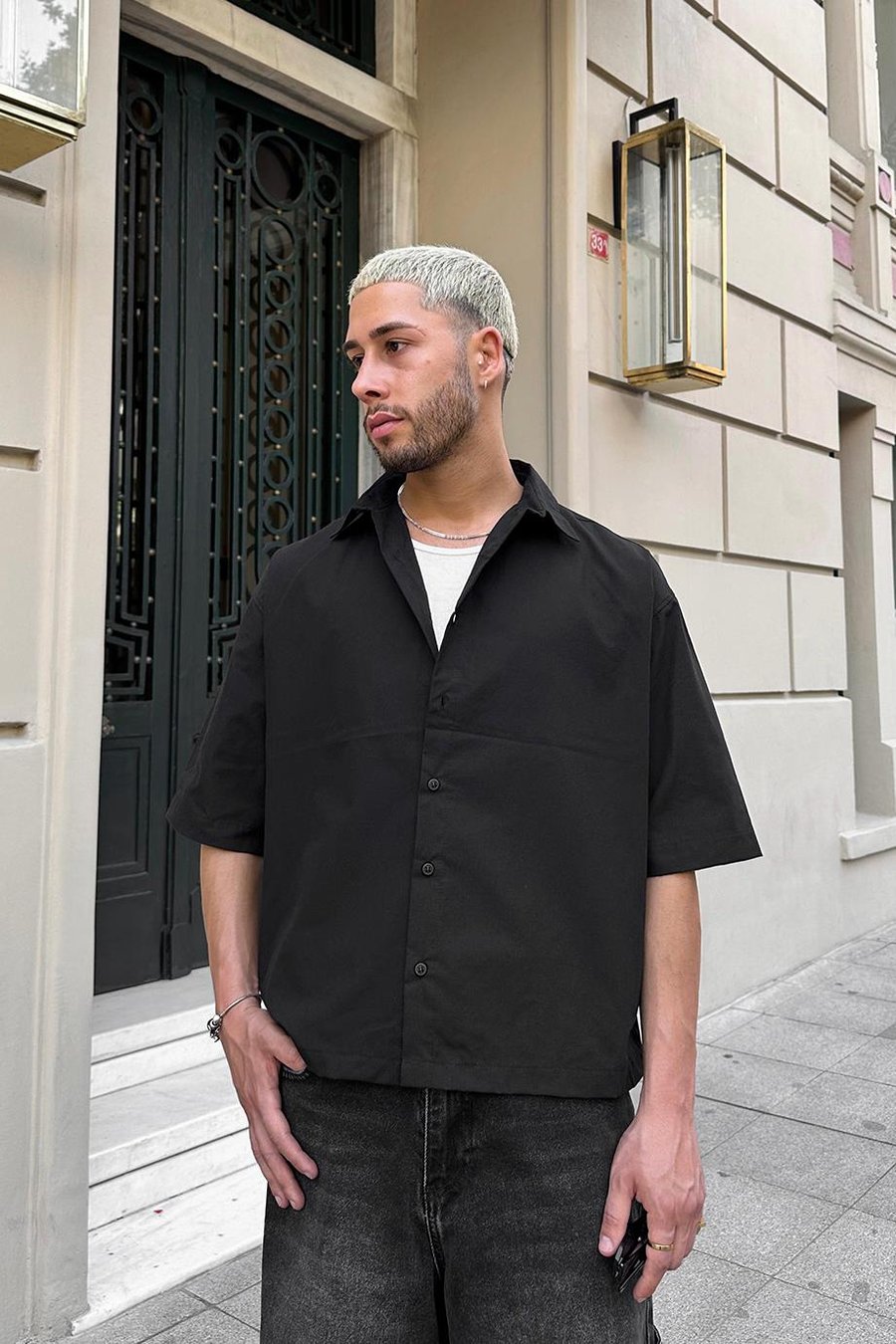 SİYAH Basic Y2 PM Oversize Gömlek