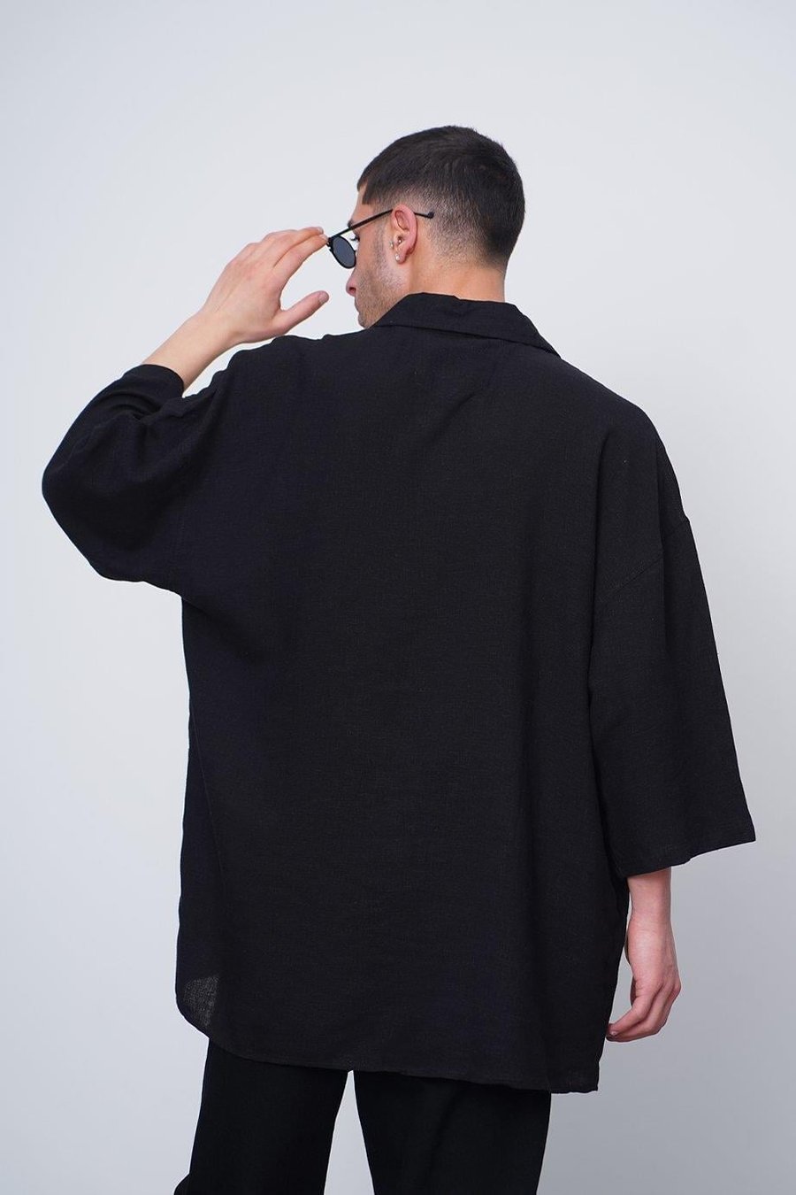 SİYAH Basic Yarım Kollu 1B CH Oversize Gömlek