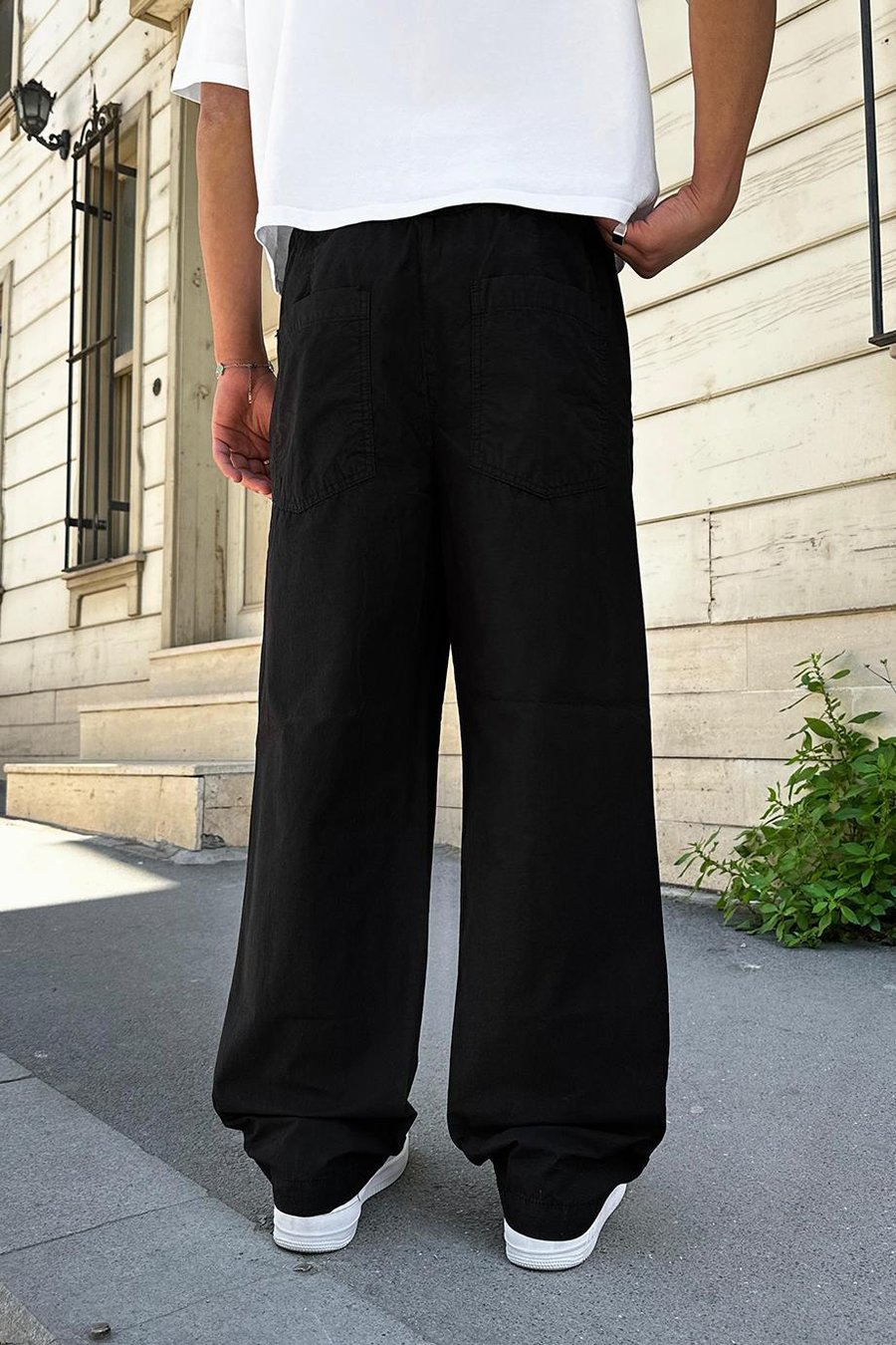 SİYAH Beli Lastikli Basic 4D GD Baggy Pantolon