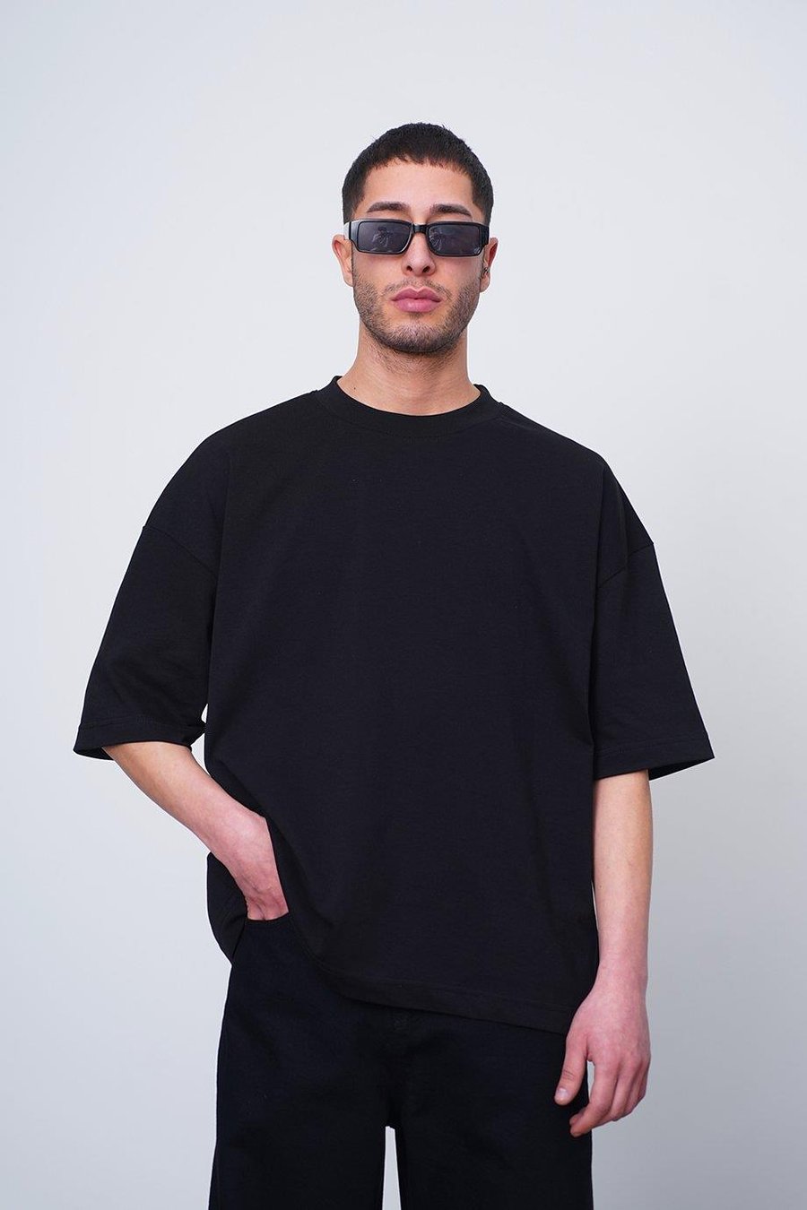 SİYAH Beyaz Basic OUTPLENTY PREMİUM Oversize Tişört