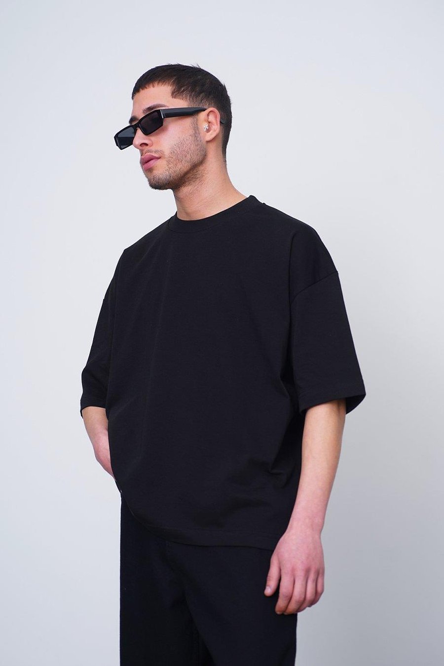 SİYAH Beyaz Basic OUTPLENTY PREMİUM Oversize Tişört