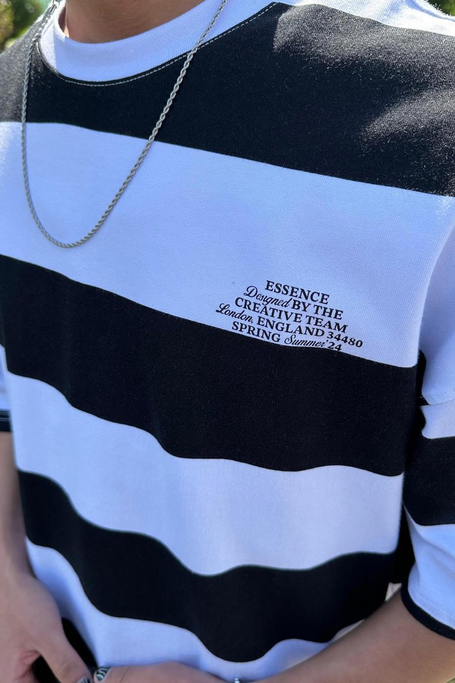 SİYAH Çizgili Minimal Designed EE Oversize Tişört