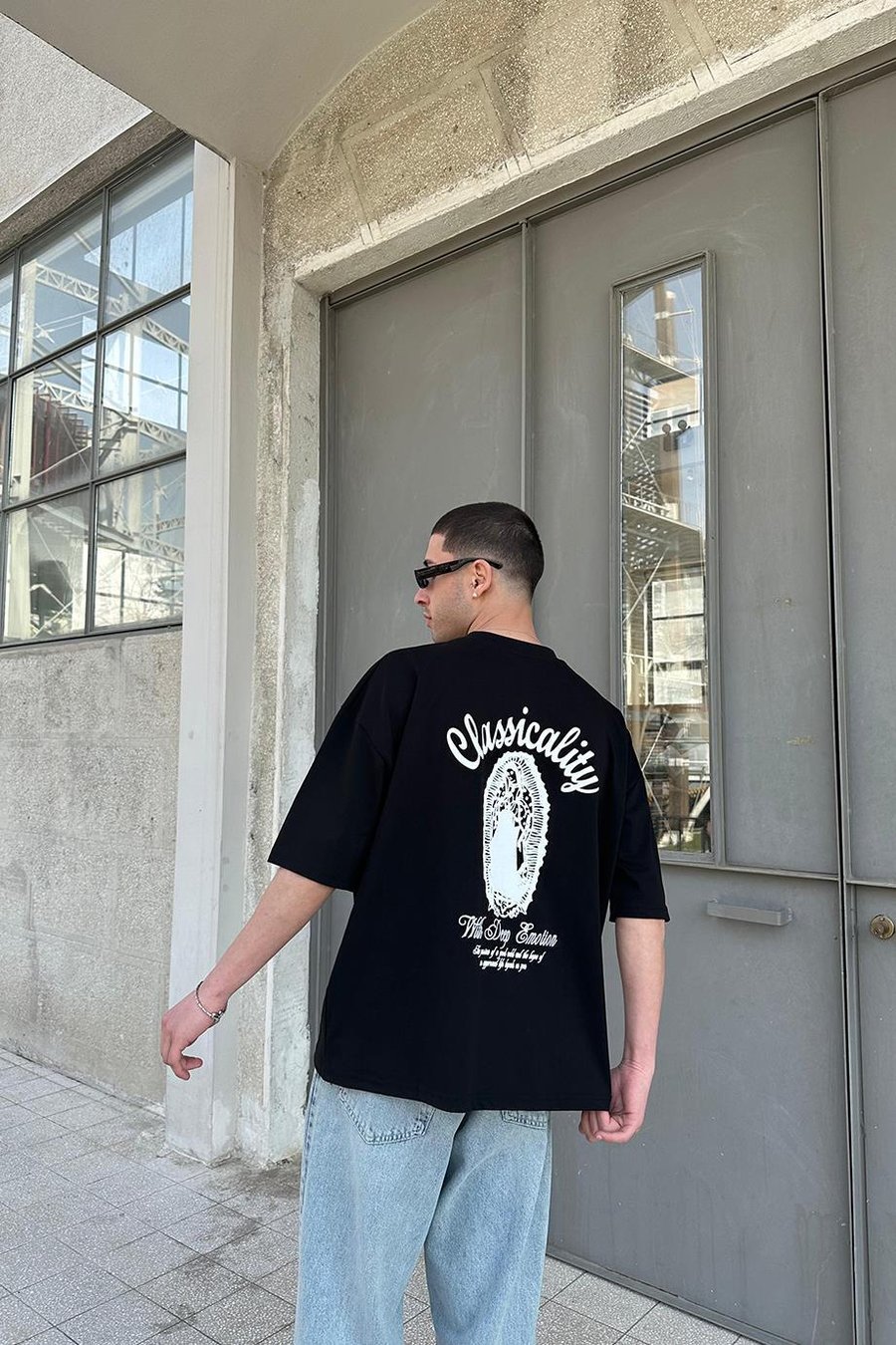 SİYAH Classicality OUTPLENTY PREMİUM Oversize Tişört
