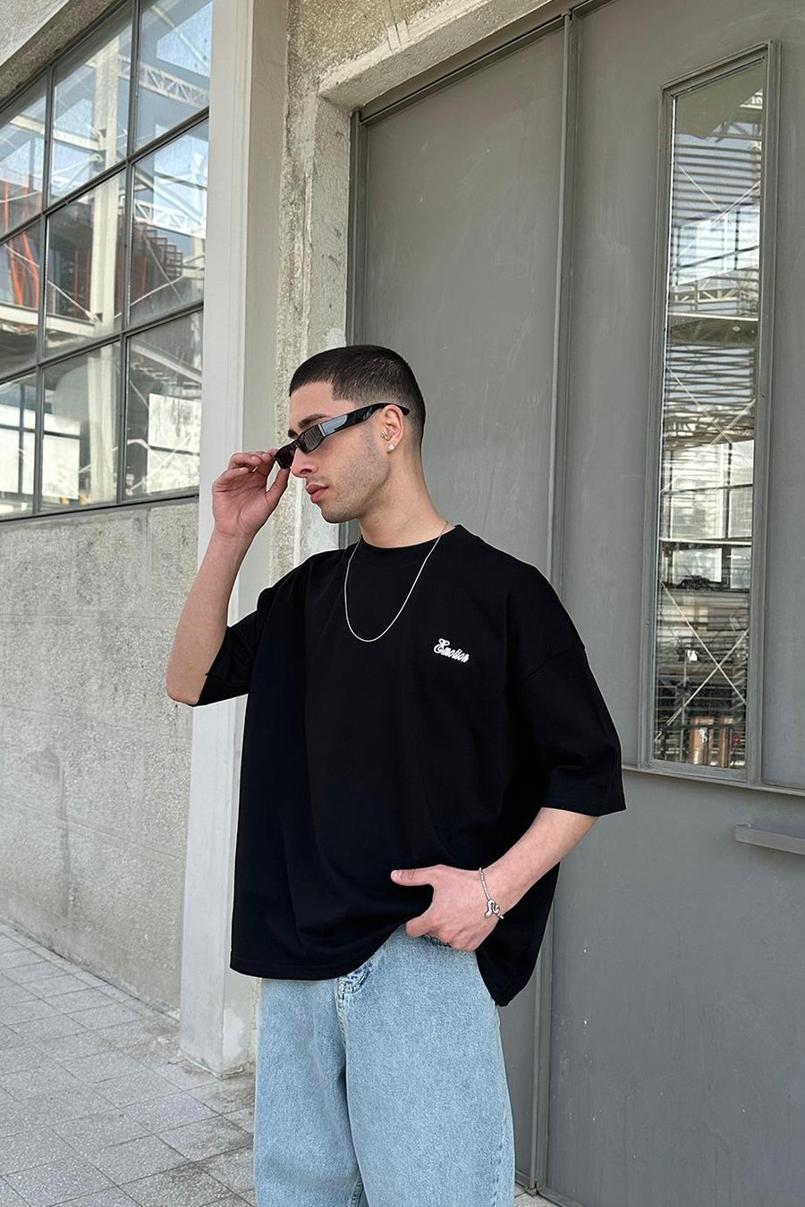 SİYAH Classicality OUTPLENTY PREMİUM Oversize Tişört