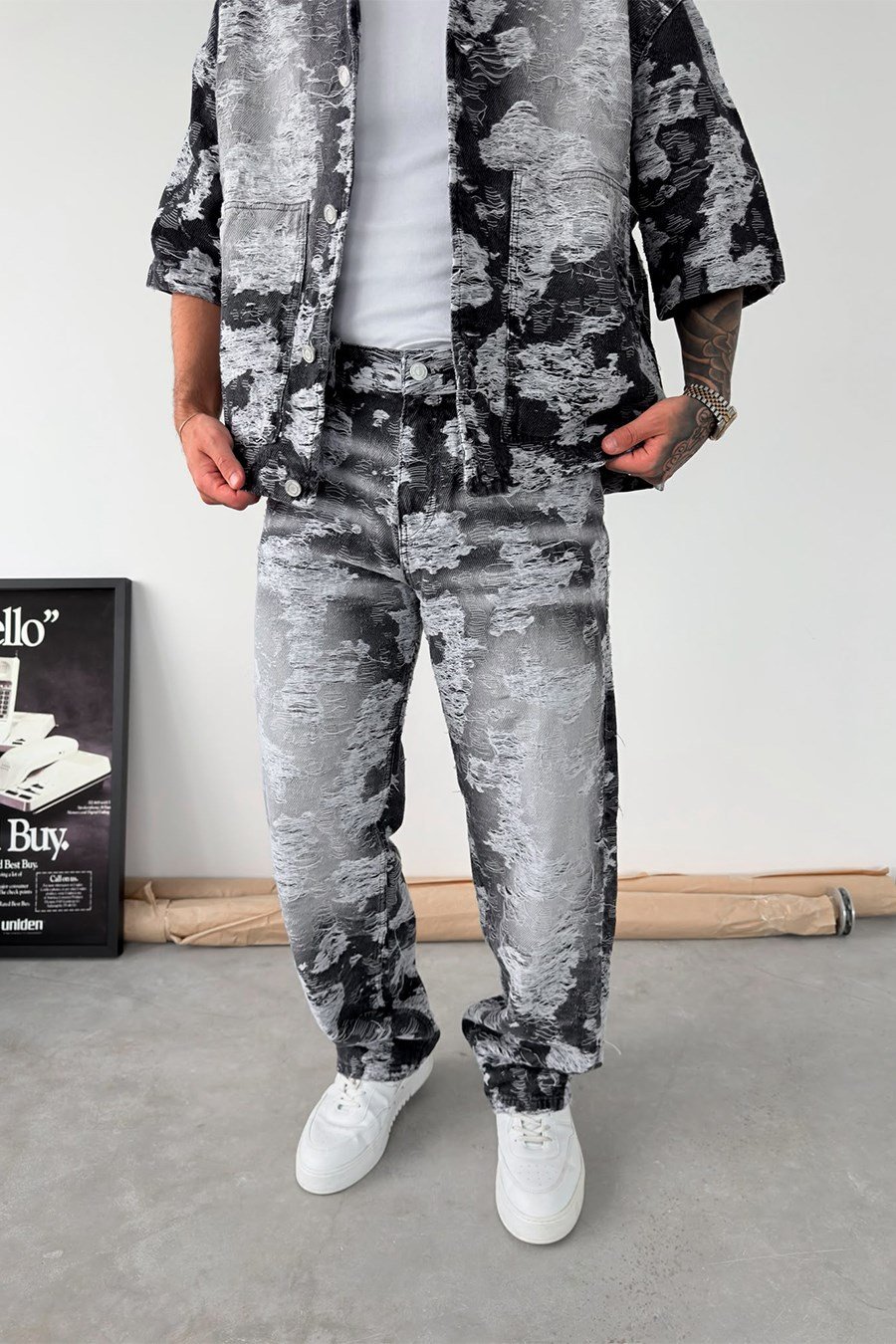 Siyah Cloud Wash Baggy Fit Pantolon