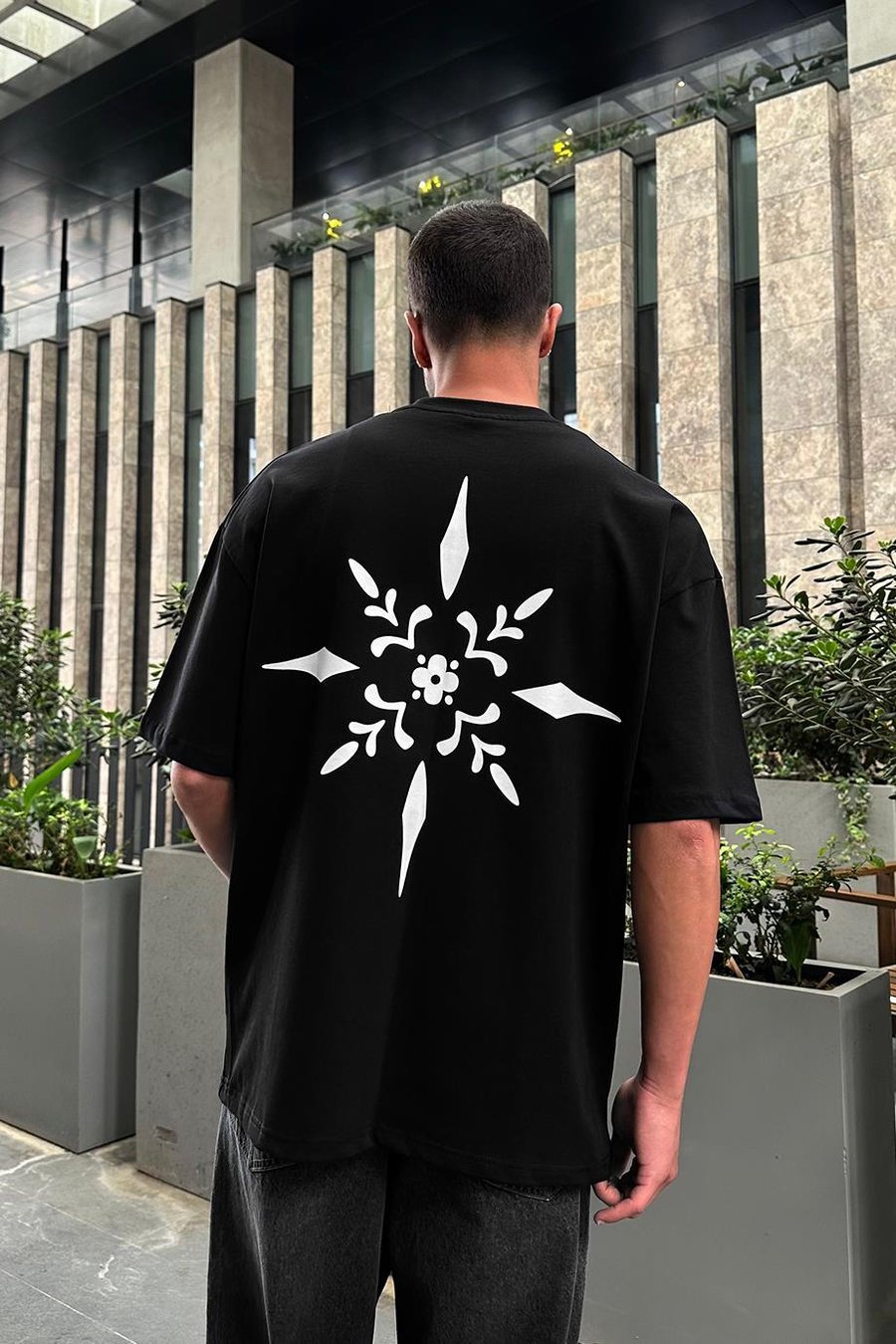 SİYAH Compass PM Oversize Tişört