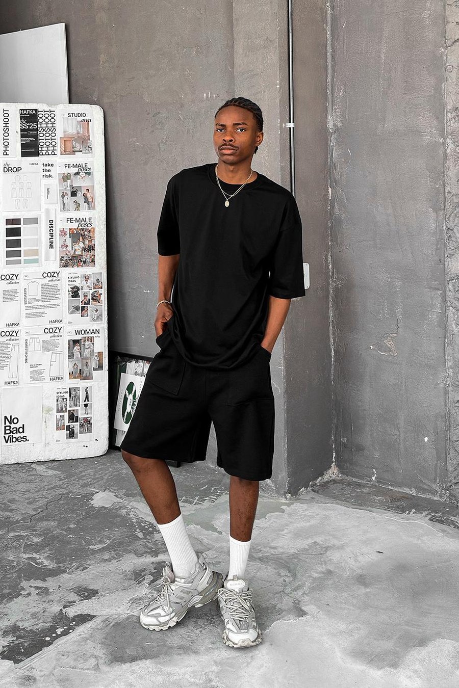 Siyah Cozy Basic Oversize Tişört