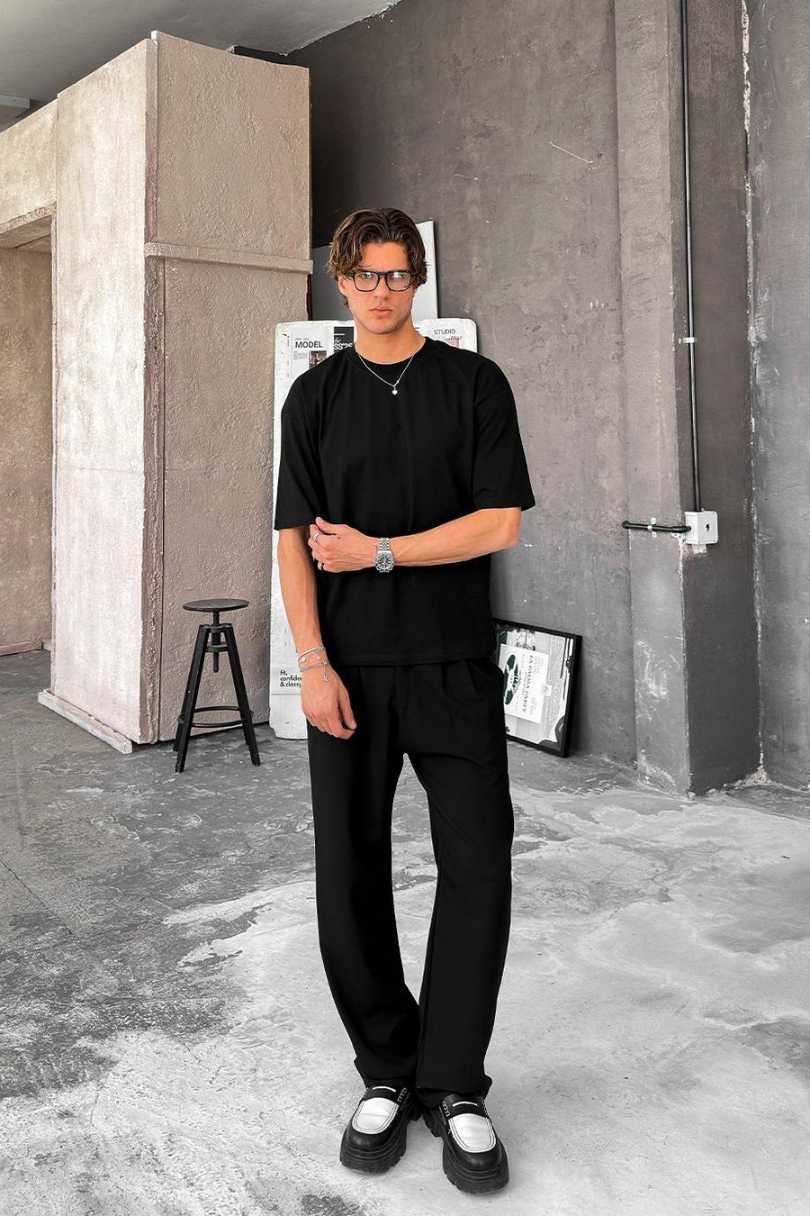 Siyah Cozy Basic Oversize Tişört