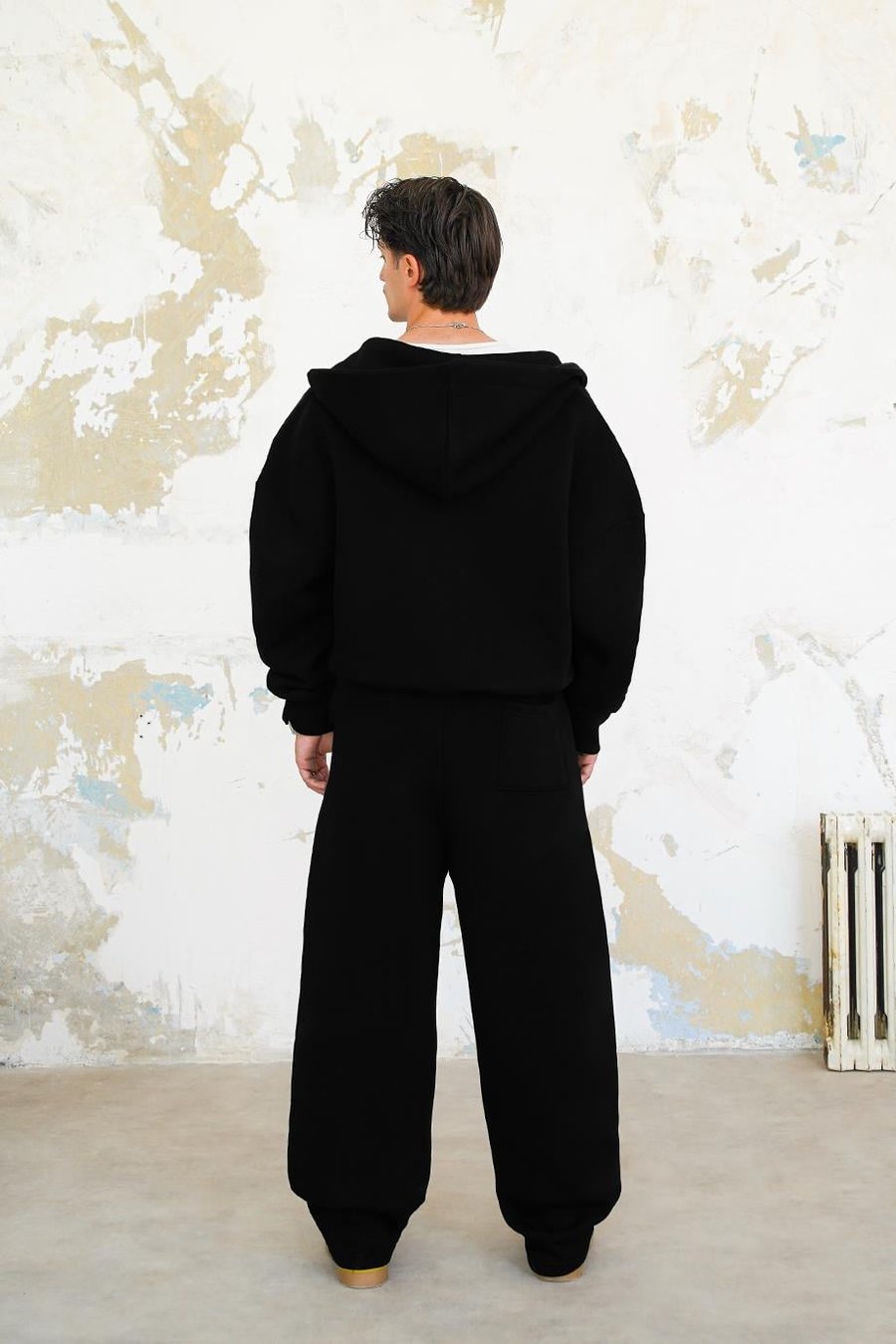 Siyah Cozy Basic Tam Fermuar Oversize Sweatshirt
