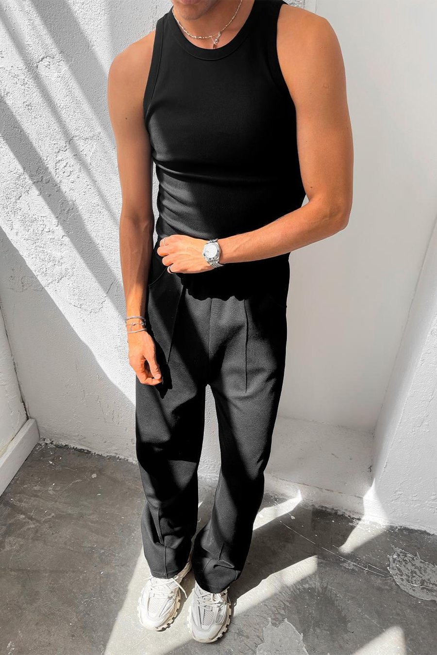 Siyah Cozy Basic Tank Top Likralı Premium İnce Fitilli Atlet