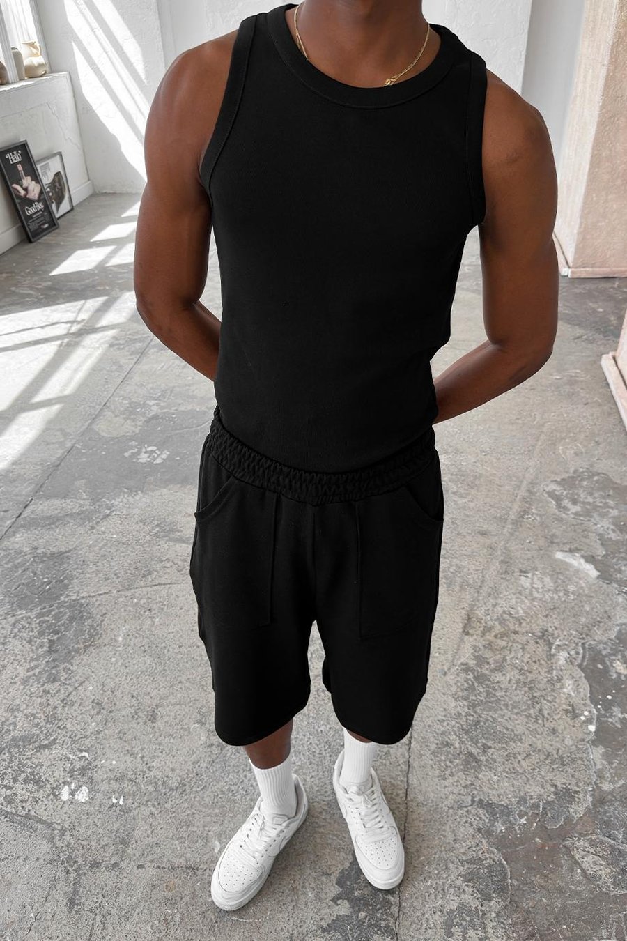 Siyah Cozy Basic Tank Top Likralı Premium İnce Fitilli Atlet
