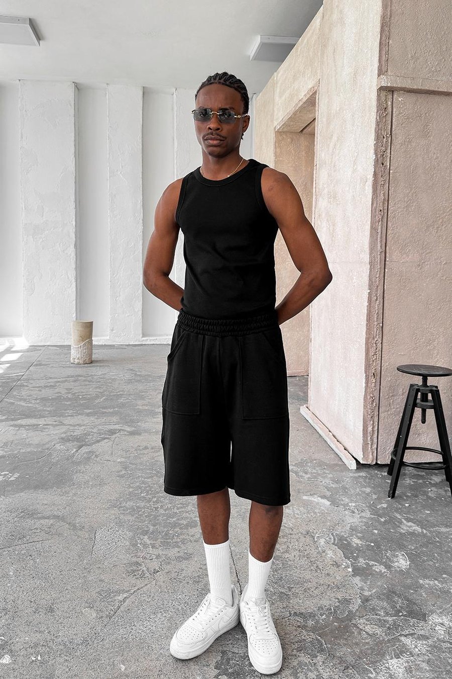 Siyah Cozy Basic Tank Top Likralı Premium İnce Fitilli Atlet