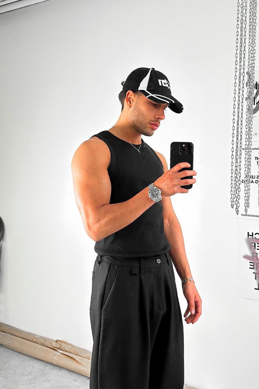 Siyah Cozy Basic Tank Top Likralı Premium Fitilli Atlet