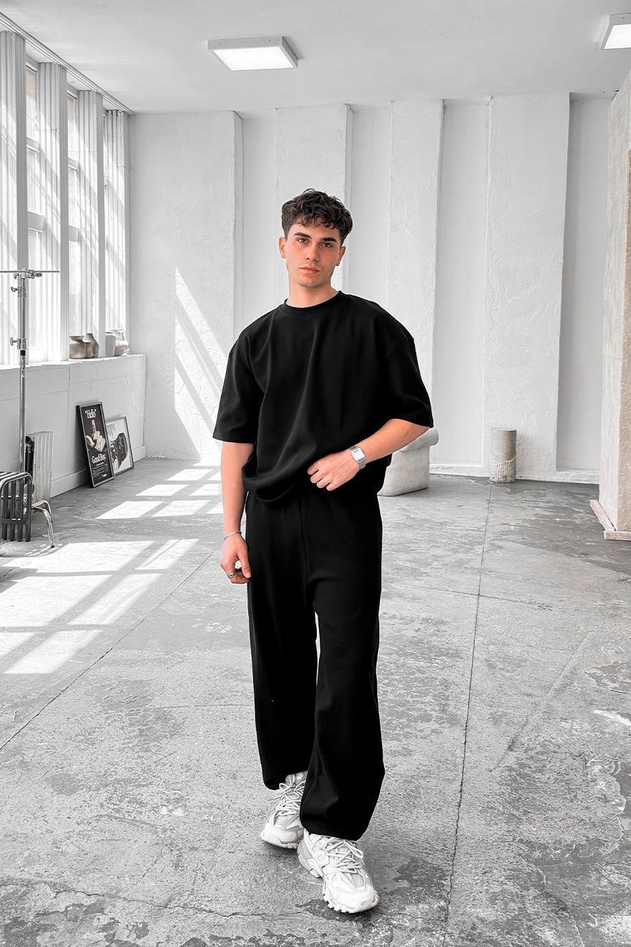 Siyah Cozy Premium Basic Paça Lastik Eşofman