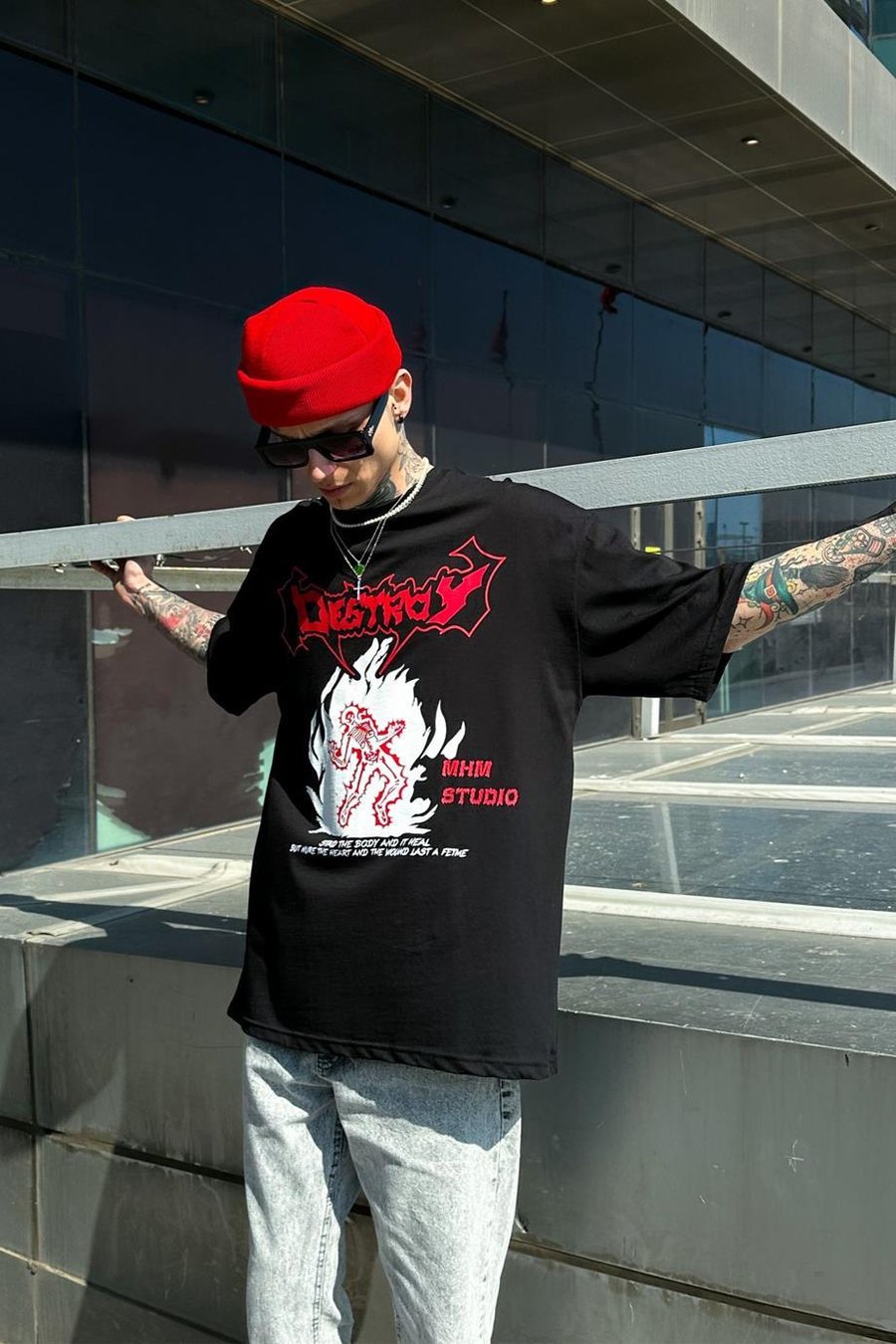 SİYAH Destroy Oversize Tişört