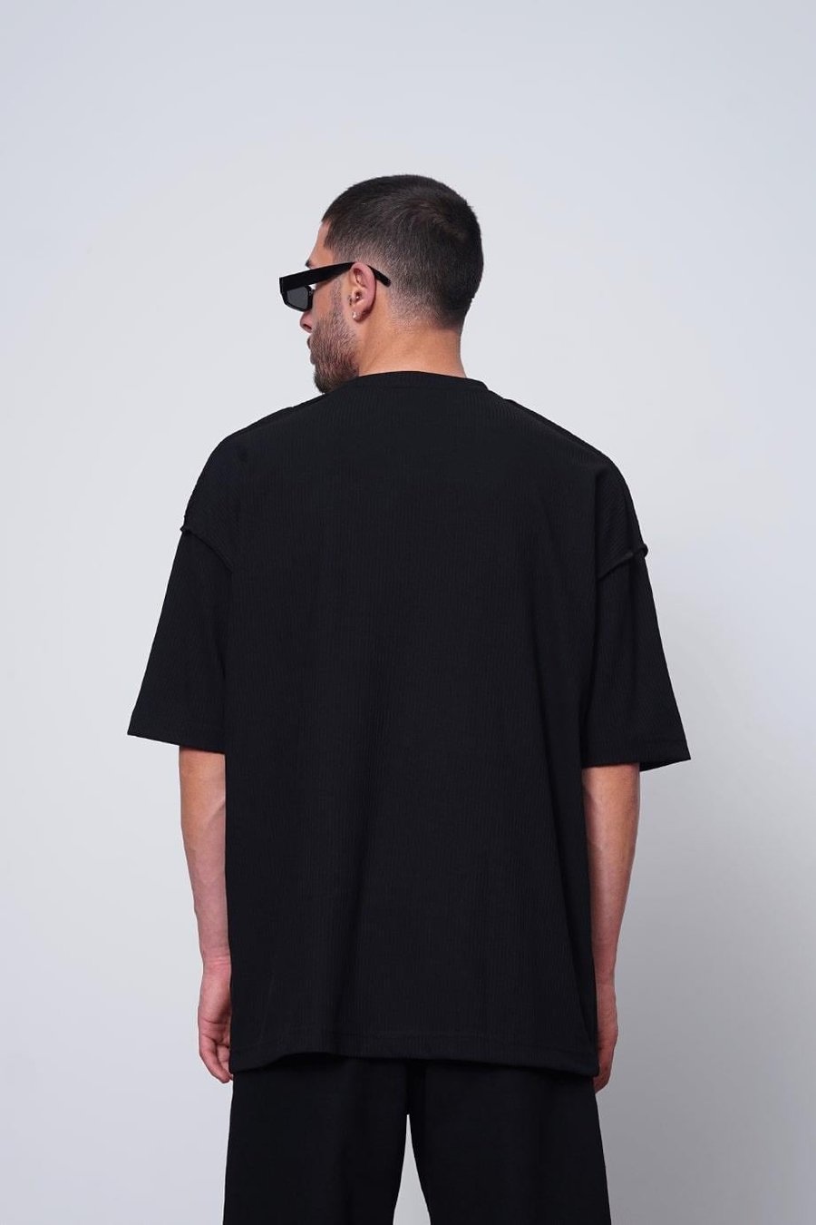 SİYAH Fitilli Another Level MH Oversize Tişört