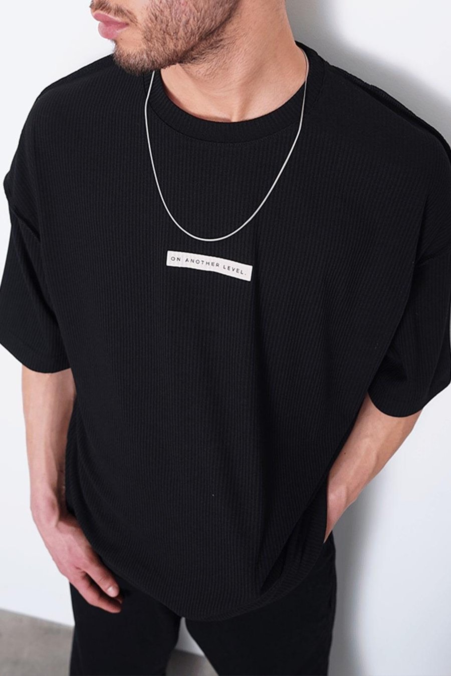 SİYAH Fitilli Another Level MH Oversize Tişört