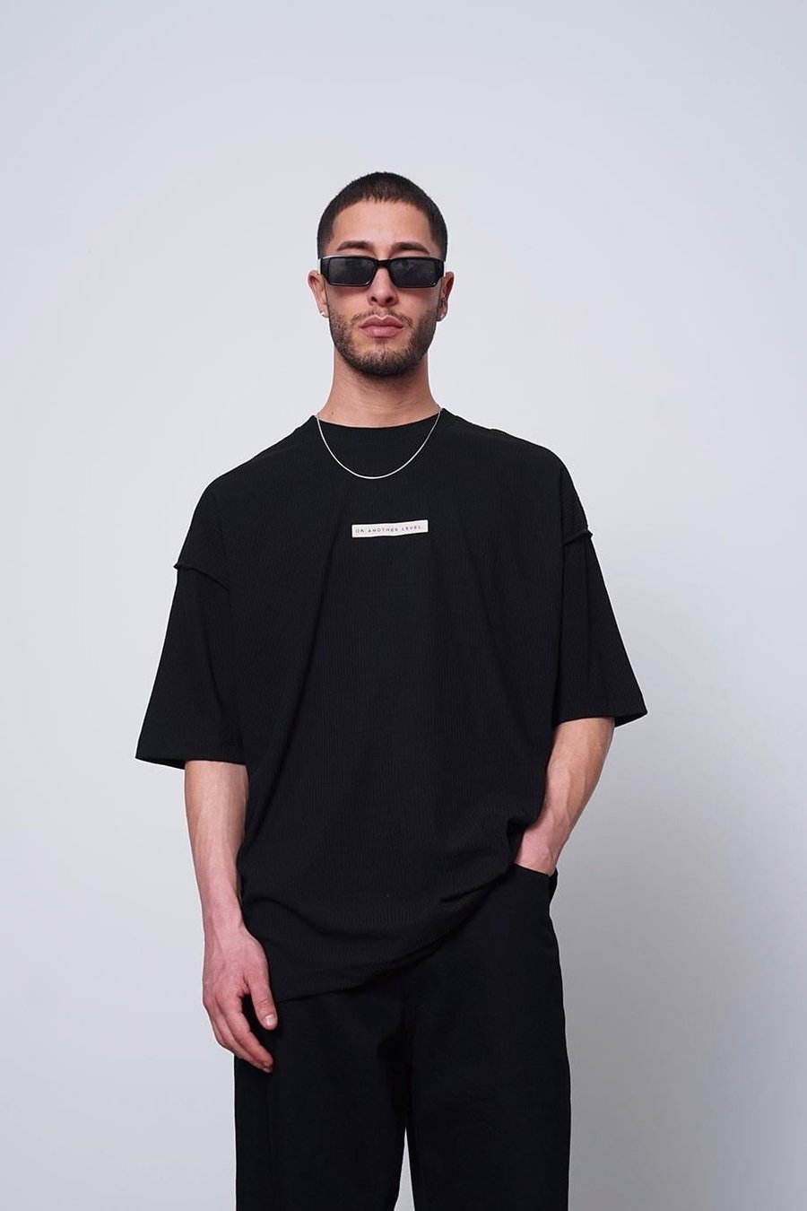 SİYAH Fitilli Another Level MH Oversize Tişört
