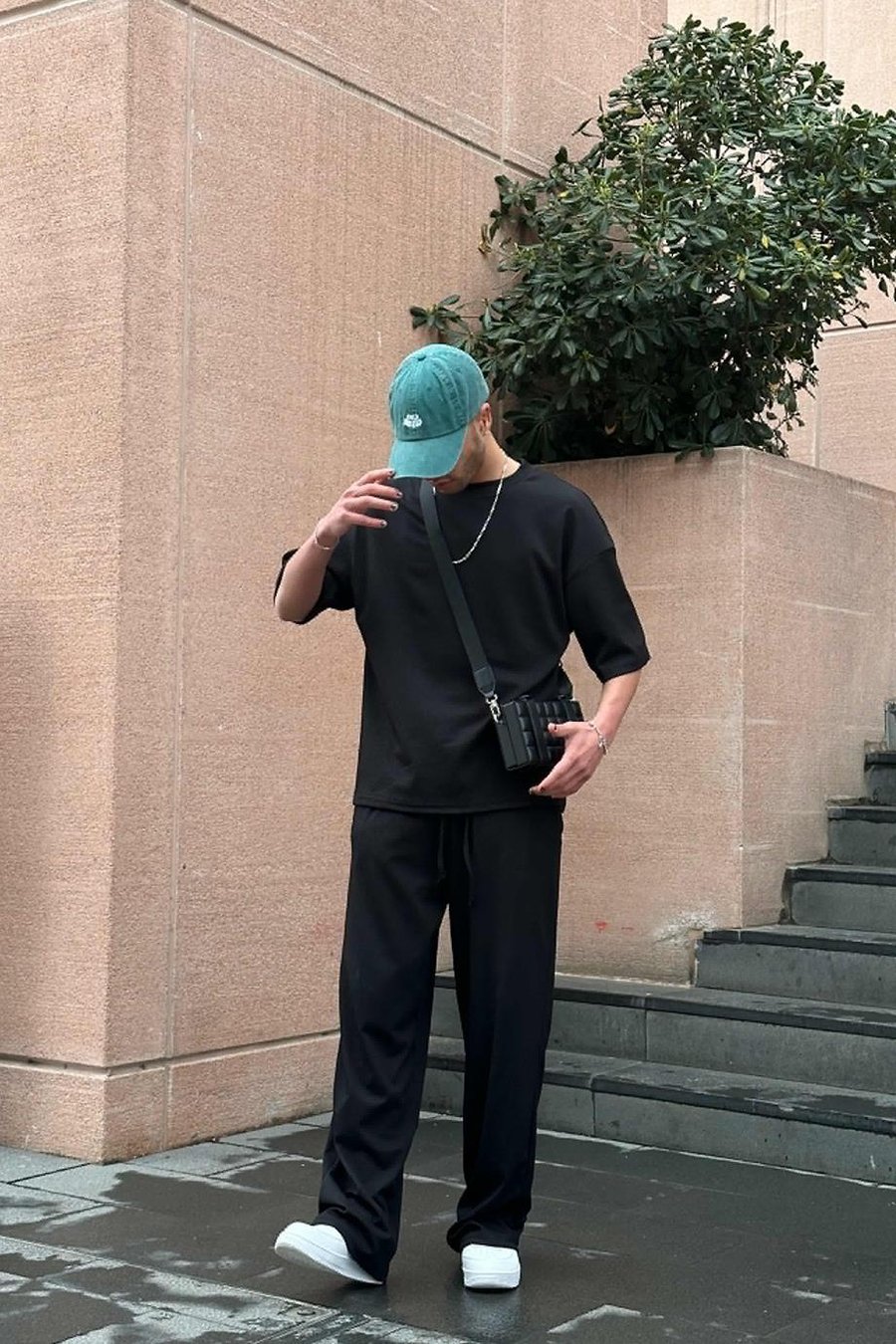SİYAH Fitilli T4 EE Oversize Tişört