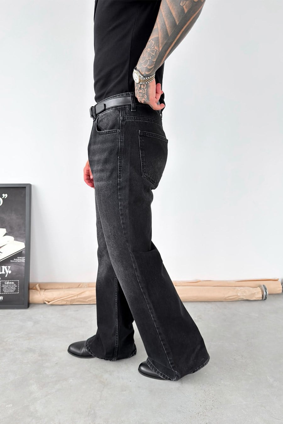Siyah Flare Kesim İspanyol Paça Pantolon