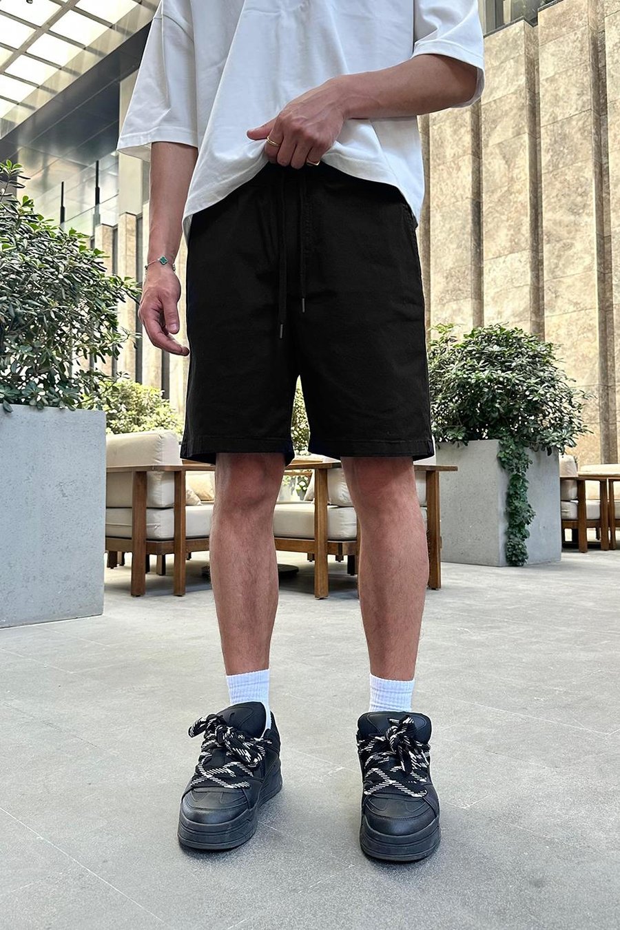 SİYAH Gabardin Basic 4Z DL Relaxed Fit Şort