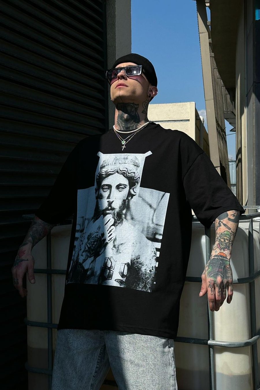 SİYAH H89 Oversize Tişört