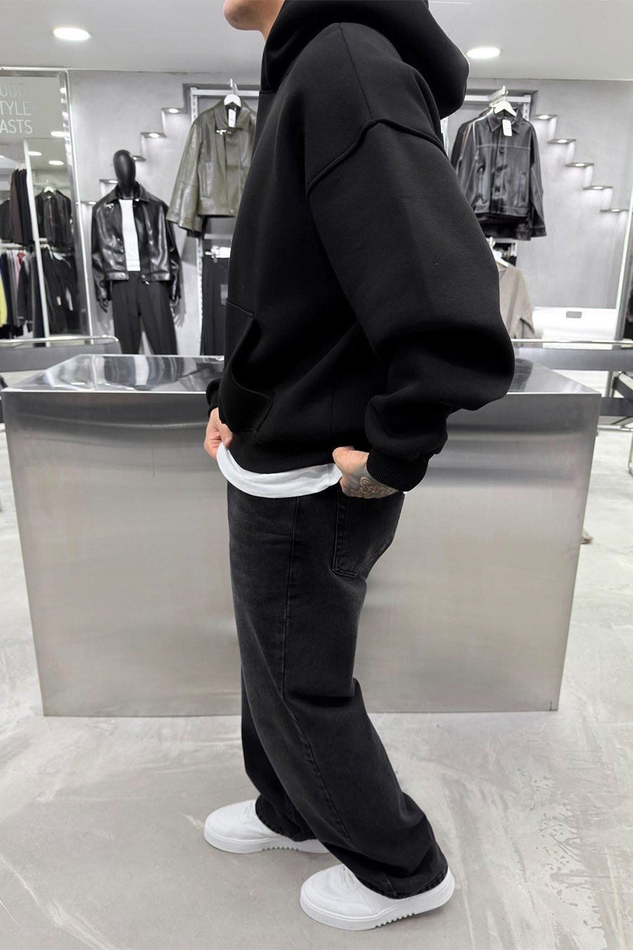 Siyah Howtolive Baskılı Oversize Sweatshirt