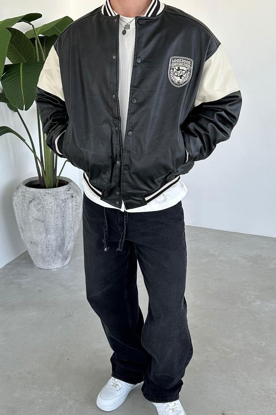 SİYAH Limitless Oversize Bomber Deri Ceket