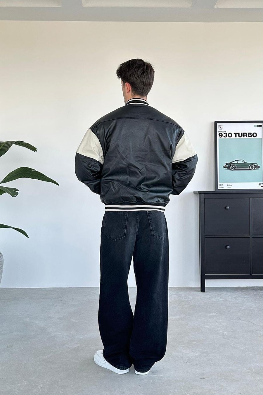 SİYAH Limitless Oversize Bomber Deri Ceket