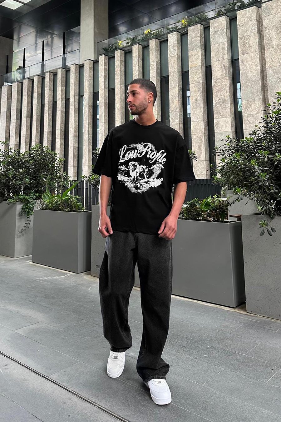SİYAH Low Profile PM Oversize Tişört