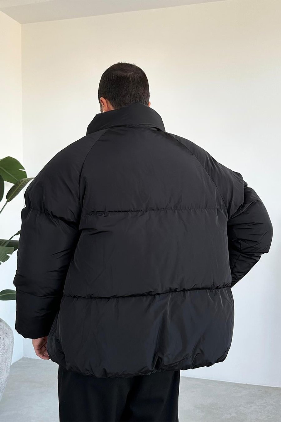 Siyah Oversize Puffer Şişme Mont