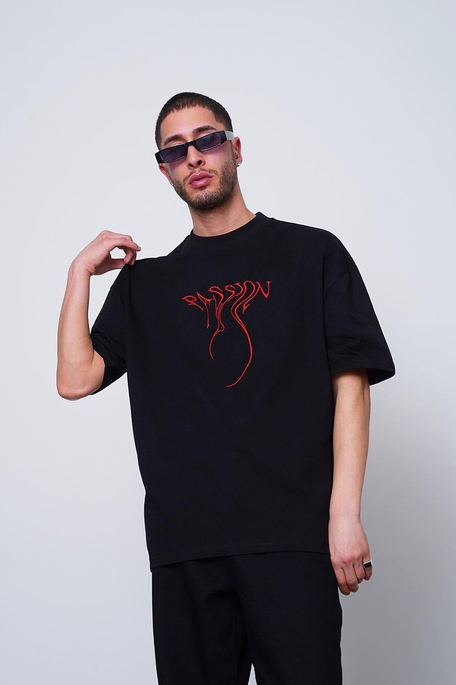 SİYAH Passion Nakış Detay PM Oversize Tişört