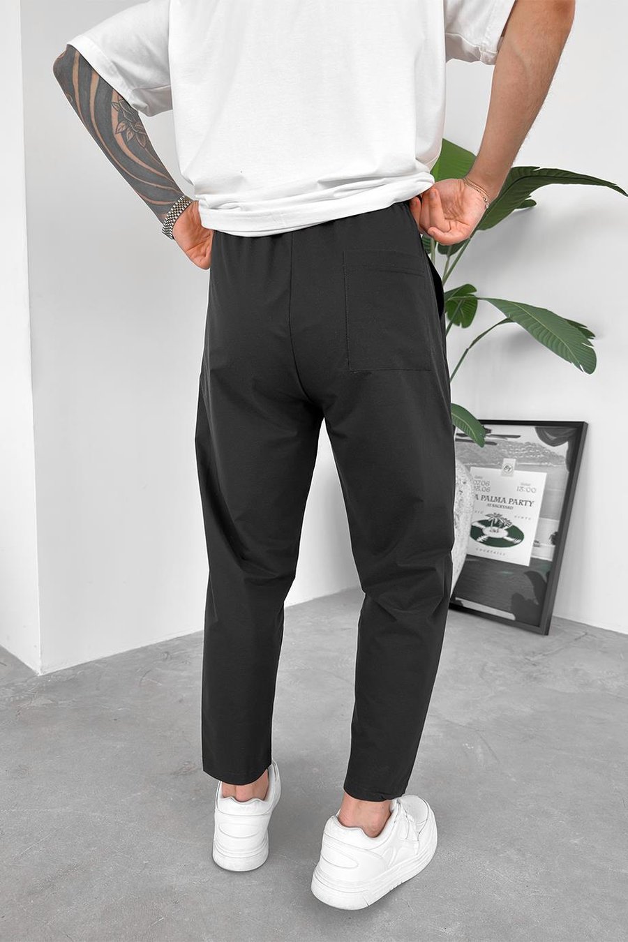 Siyah Patch Detay Paraşüt Boyfriend Pantolon