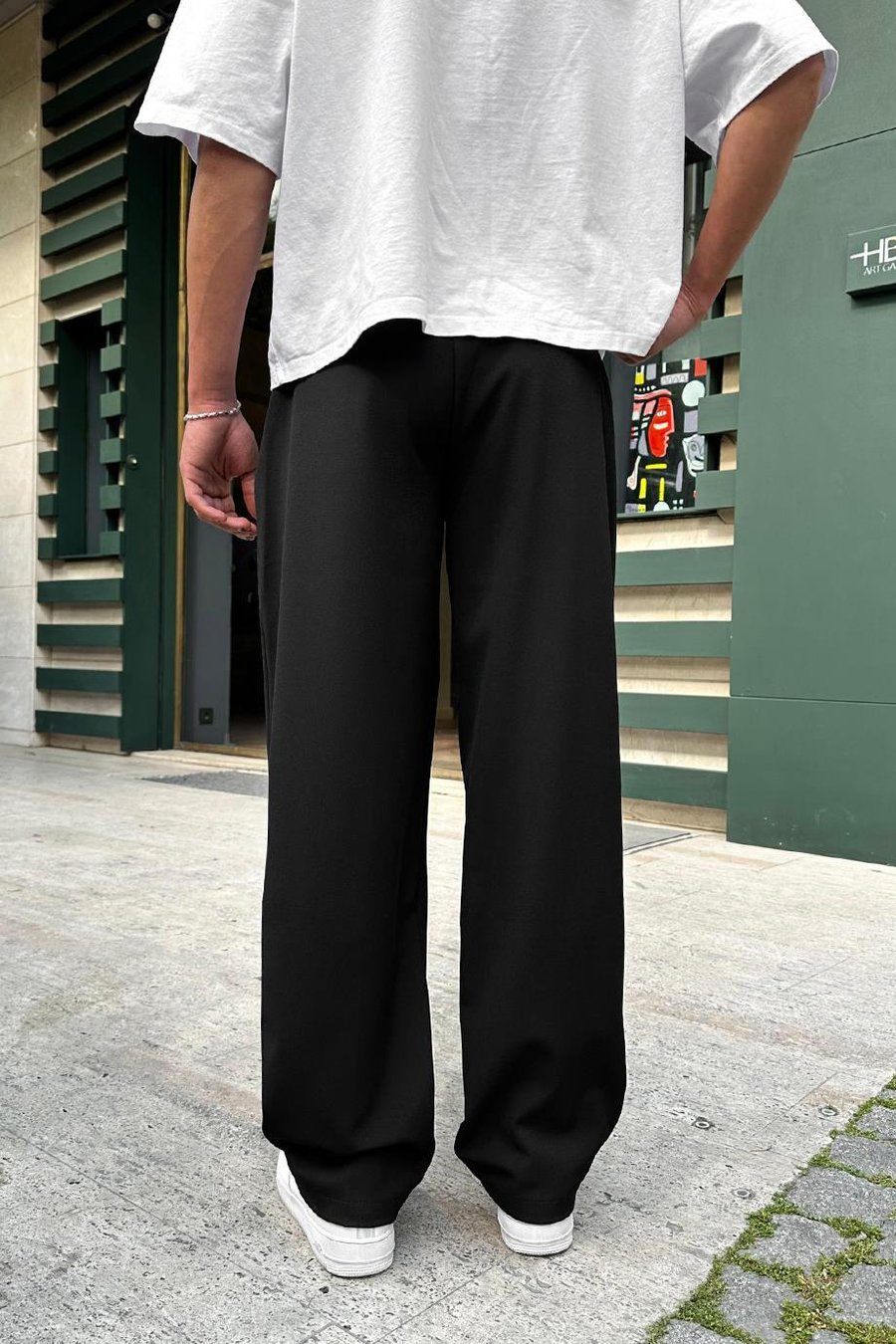 SİYAH Pileli Basic Kumaş DAD Baggy Pantolon