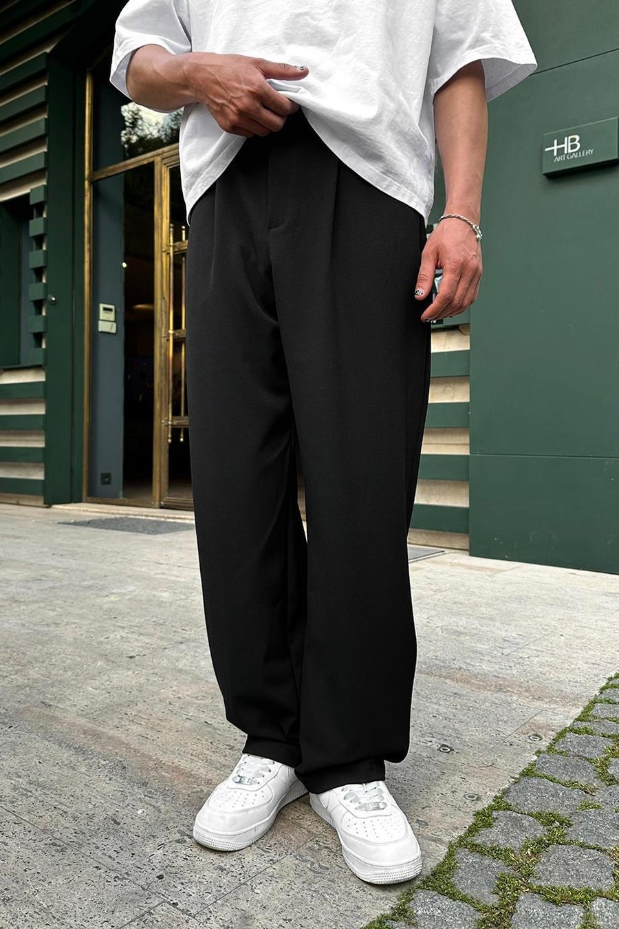 SİYAH Pileli Basic Kumaş DAD Baggy Pantolon
