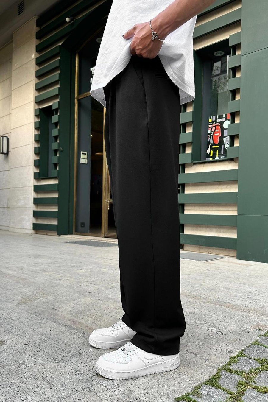 SİYAH Pileli Basic Kumaş DAD Baggy Pantolon