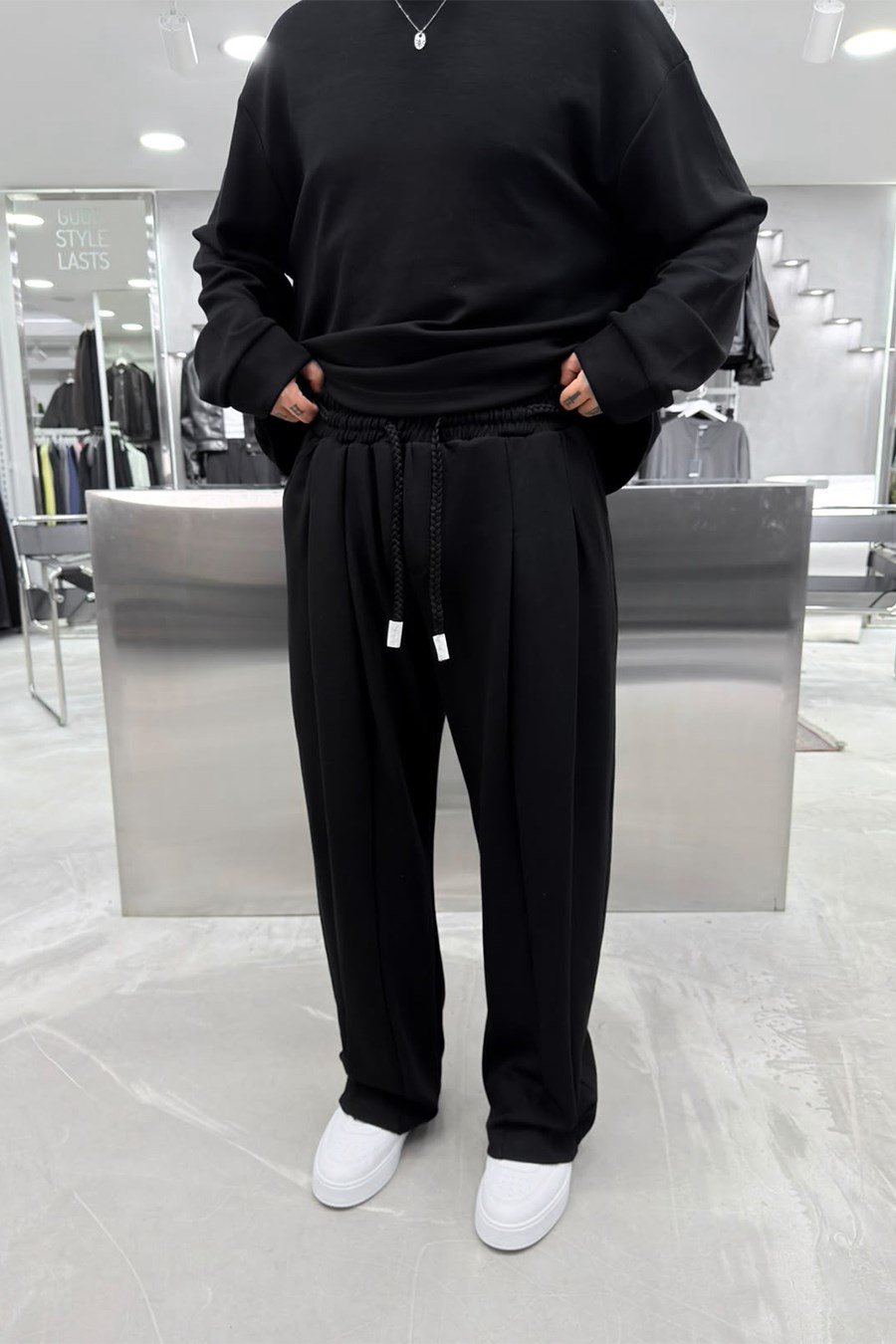 Siyah Premium Basic Oysh Kumaş Oversize Eşofman Takımı